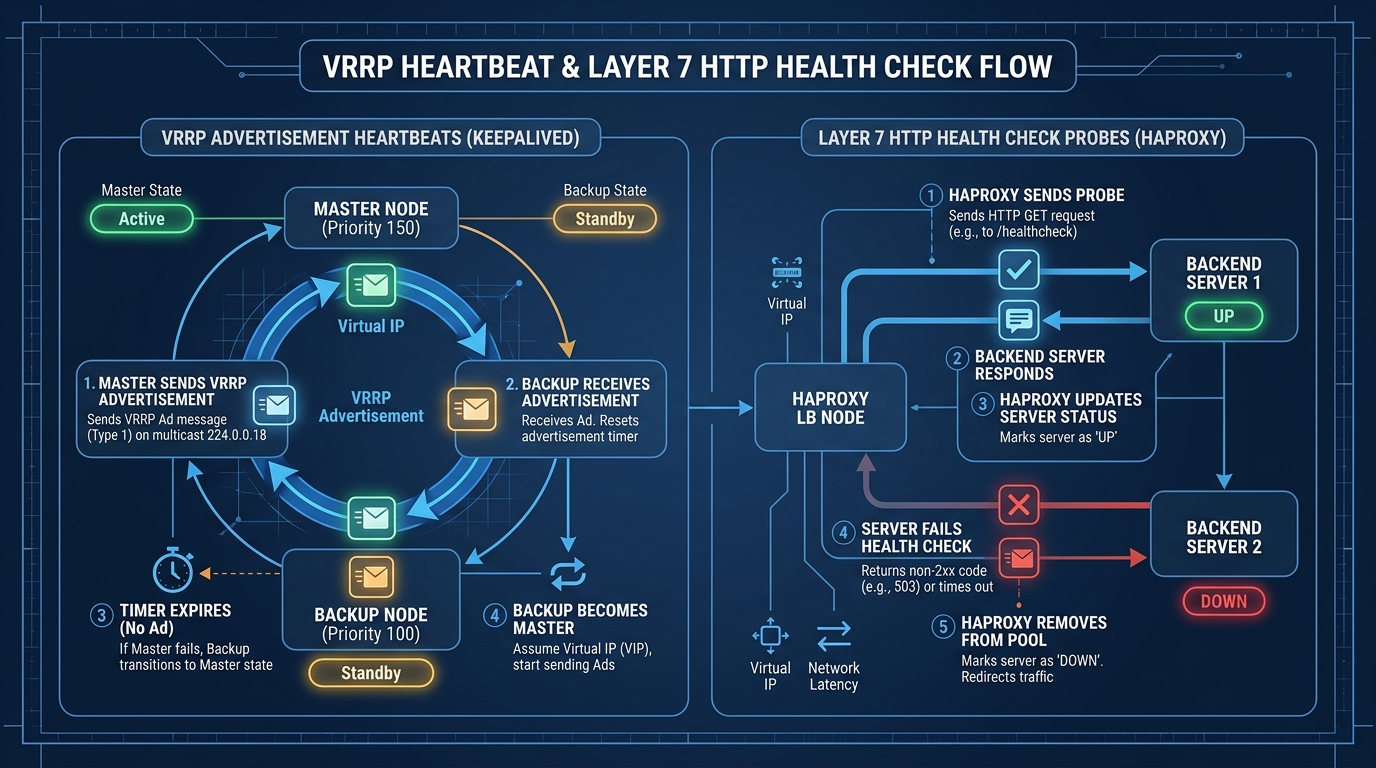 Quy trình VRRP Heartbeat và Layer 7 Health Check Probing