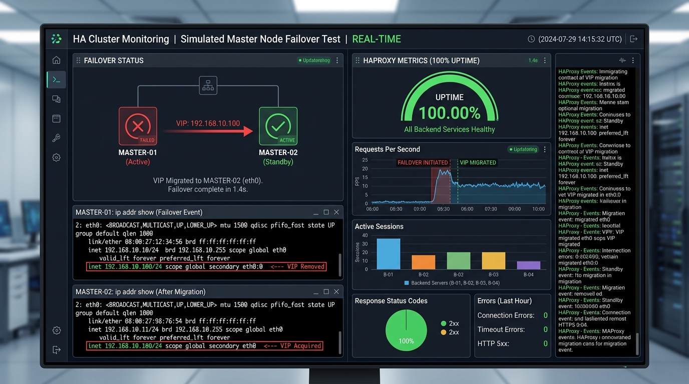 Mô phỏng Chuyển dịch Virtual IP và Dashboard Giám sát Failover Realtime
