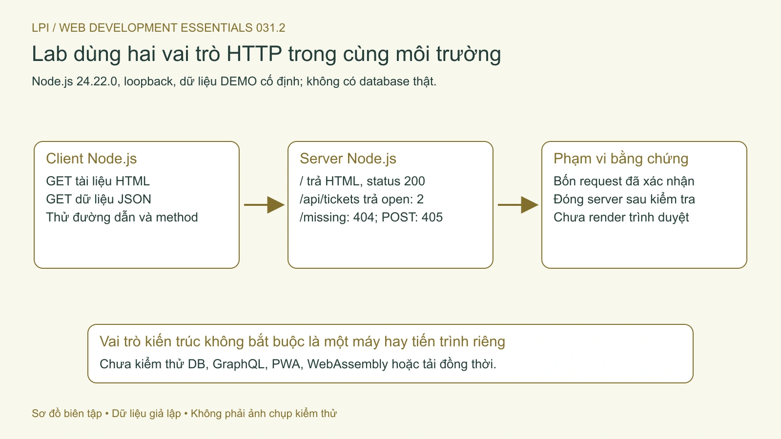 Client và server của lab chạy trong cùng container, không có database hay giao diện trình duyệt.