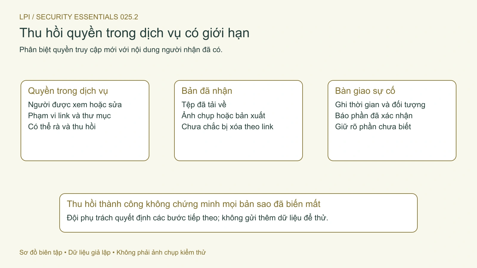 Thu hồi quyền truy cập trong dịch vụ không tự xóa các bản sao người nhận đã có.
