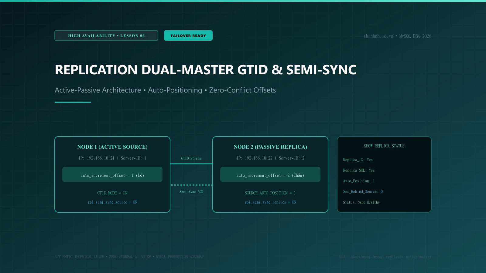 Cấu hình MySQL Replication Nâng cao: Đồng bộ GTID, Dual-Master và Semi-Sync