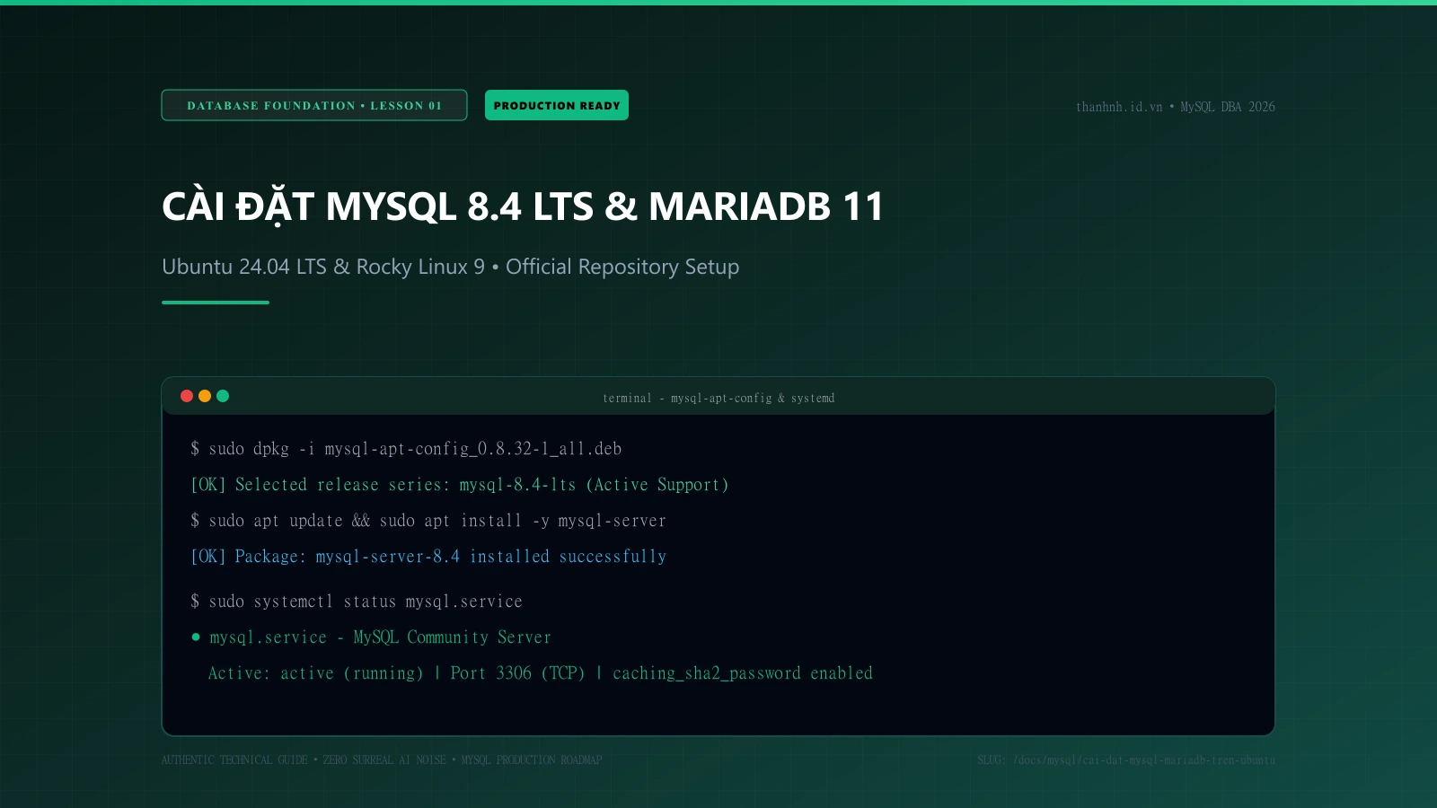 Cài đặt MySQL 8.4 LTS và MariaDB 11.x trên Ubuntu 24.04 LTS và Rocky Linux 9