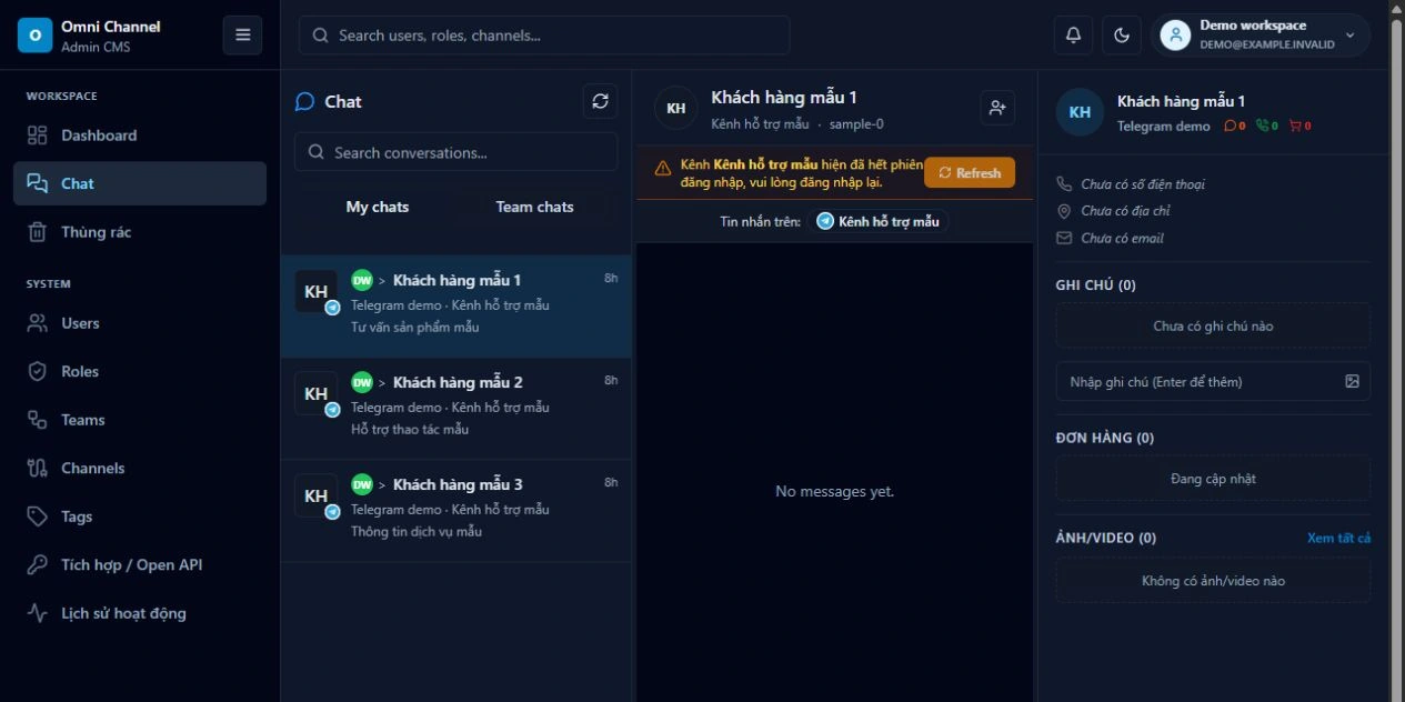Không gian inbox đa kênh